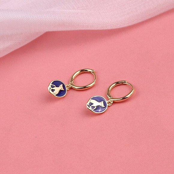 NEW Silver / Gold Cute Cat Ear Buckle Simple Temperament Earrings - Picture 2 of 8